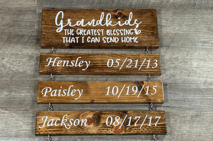 Grandparents Sign - Grandkids The Greatest Blessing I Can Send Home - Custom Family Sign, Gift For Grandma