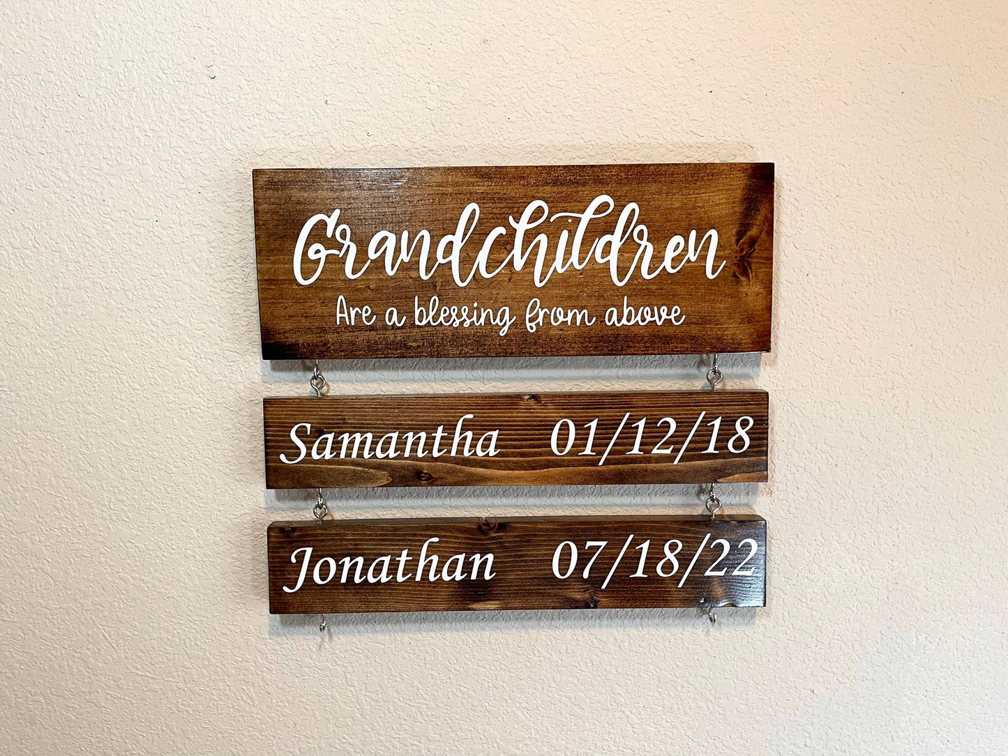 Custom Grandparent Sign with Grandkids Names & Birthdates, Grandchildren are a Blessing from Above Wood Sign, Gift For Grandma