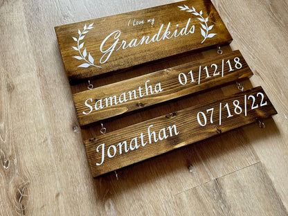 Personalized Grandchildren Sign with Names, I Love My Grandkids Wood Sign, Custom Grandchild Name Plaque, Gift For Grandma