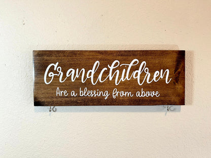 Custom Grandparent Sign with Grandkids Names & Birthdates, Grandchildren are a Blessing from Above Wood Sign, Gift For Grandma