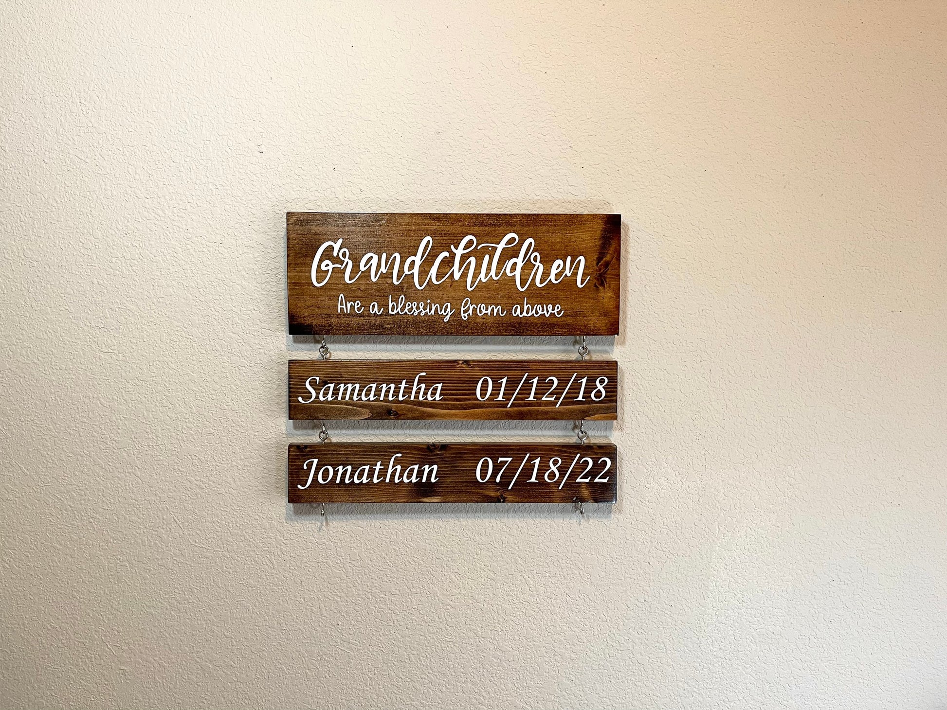 Custom Grandparent Sign with Grandkids Names & Birthdates, Grandchildren are a Blessing from Above Wood Sign, Gift For Grandma