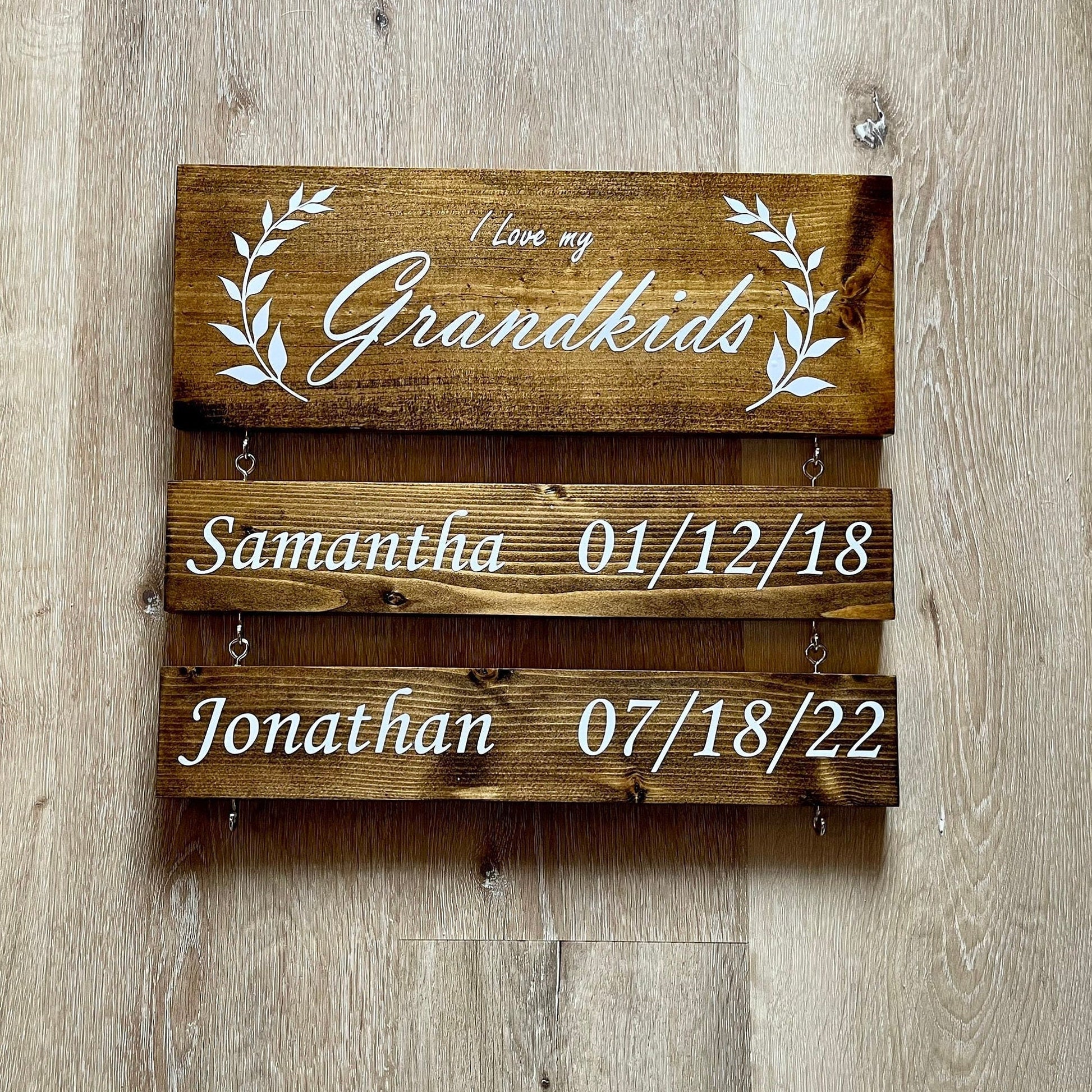 Personalized Grandchildren Sign with Names, I Love My Grandkids Wood Sign, Custom Grandchild Name Plaque, Gift For Grandma