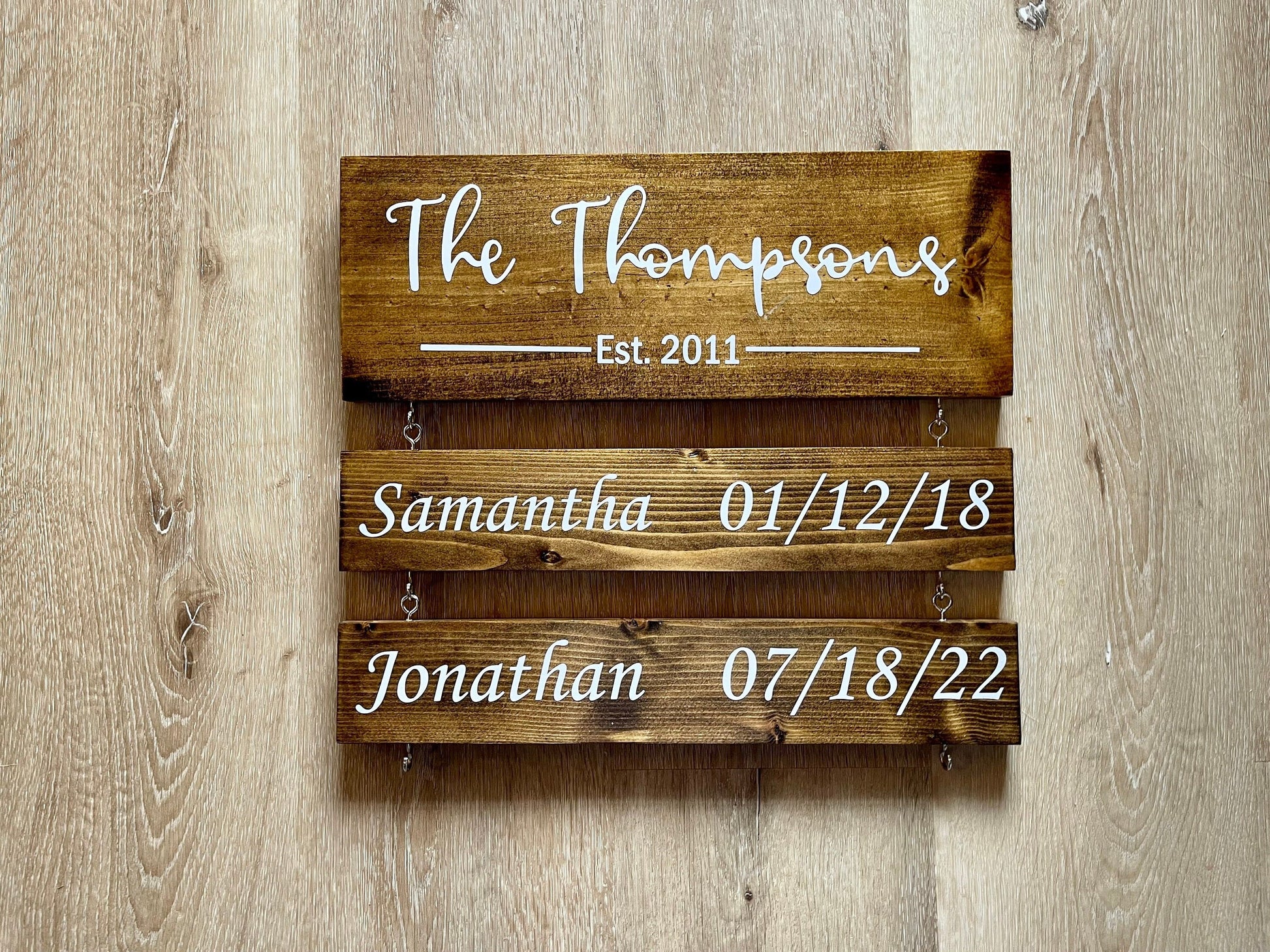 Personalized Family Name Sign, Custom Wood Established Sign with Kids Names and Birthdate, Wooden Est. Sign, Valentine's Gift, Gift For wife