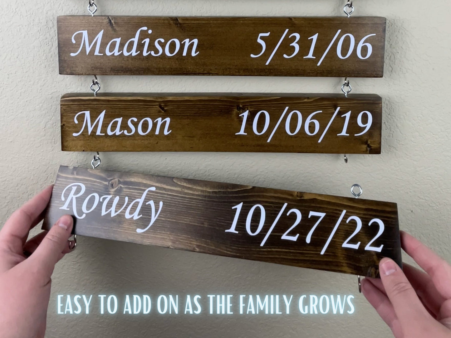 Personalized Family Wood Sign, With Kids Names And Birthdates, Christmas Gift, Anniversary Gift, Birthday Gift, Gift for wife