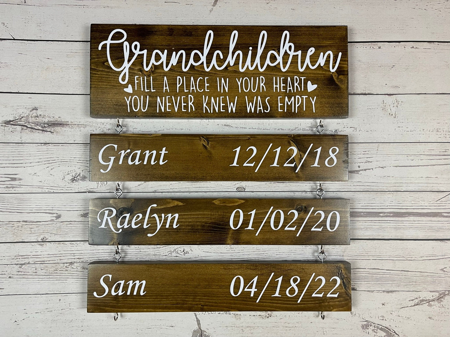 Personalized Wooden Grandparents' Sign: "Grandchildren Fill a Place in Your Heart You Never Knew Was Empty" Gift for Grandma