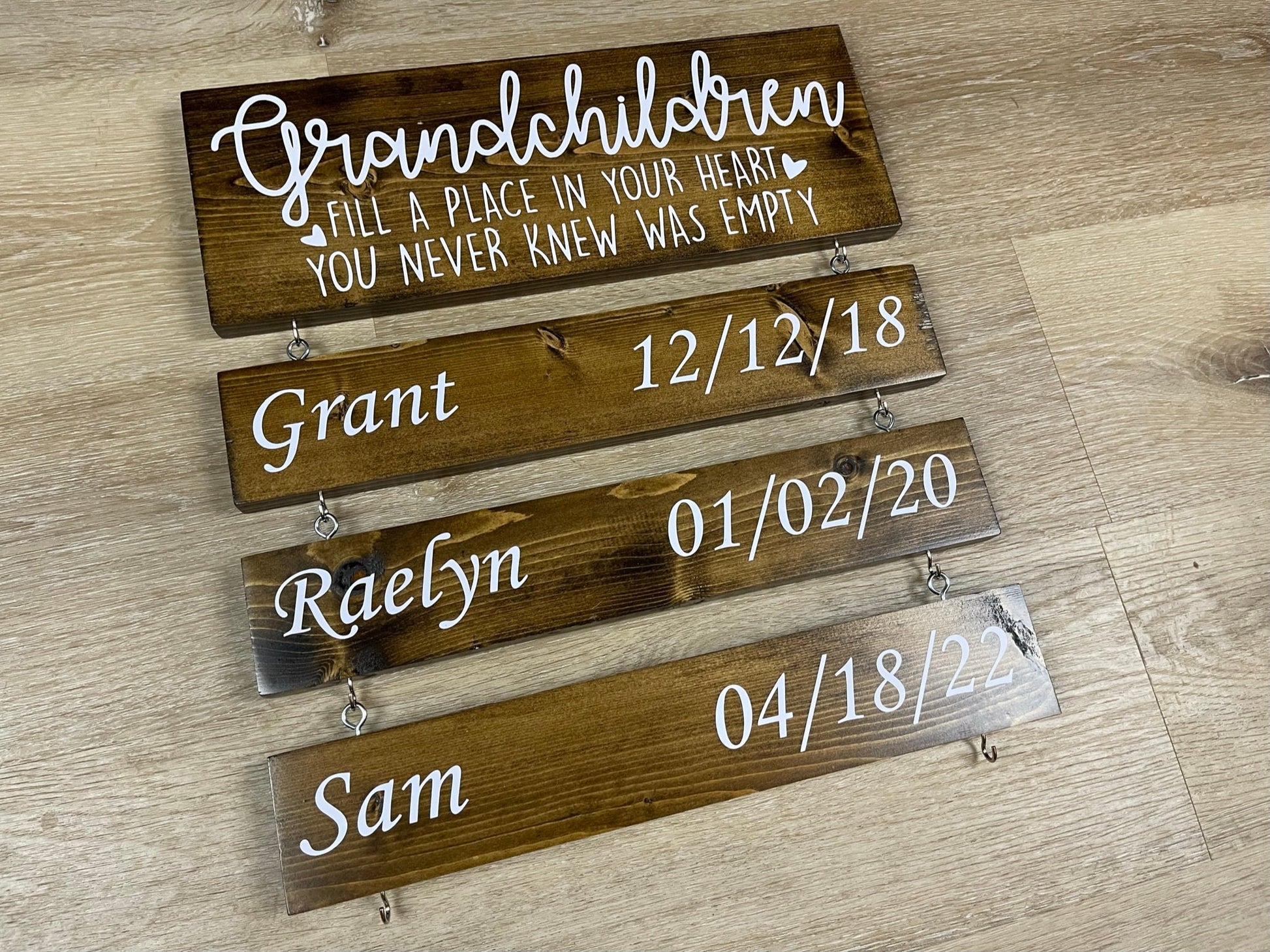 Personalized Wooden Grandparents' Sign: "Grandchildren Fill a Place in Your Heart You Never Knew Was Empty" Gift for Grandma