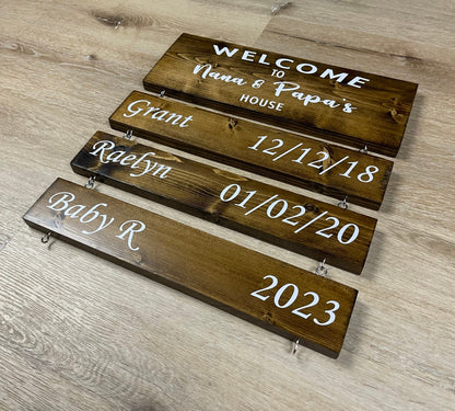 Personalized Grandparents Sign with Grandchildren Names and Birthdates, Welcome to Nana and Papa’s House, Mother's day Gift For Grandma