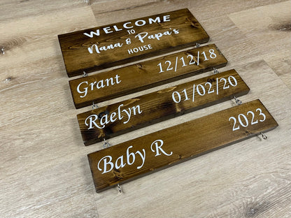 Personalized Grandparents Sign with Grandchildren Names and Birthdates, Welcome to Nana and Papa’s House, Mother's day Gift For Grandma