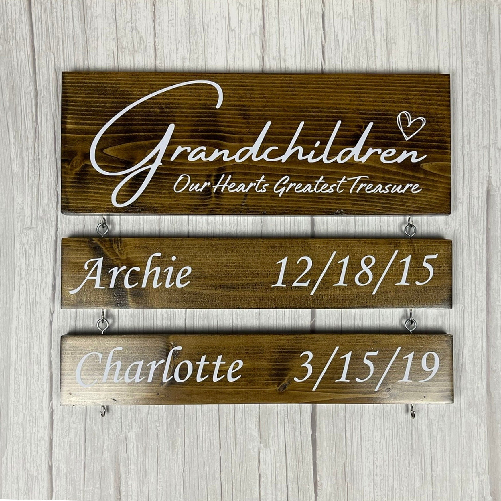 Gift For Grandma, Custom Grandparent Sign with Grandkids Names & Birthdates, Grandchildren Our Hearts Greatest Treasure, Personalized 