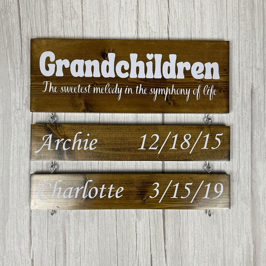 Custom Grandparent Sign with Grandkids Names & Birthdates, Personalized Grandchildren Wood Sign, Gift for Grandma, Mothers Day Gift